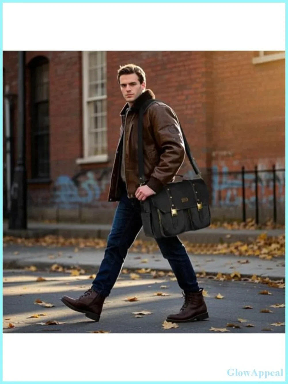 Vintage Messenger Bag with USB Port, Large Canvas PU Laptop Bag